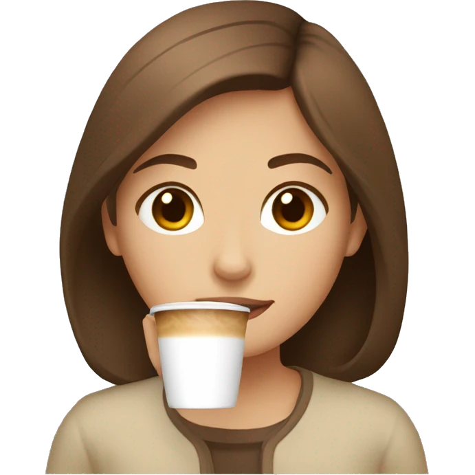 a girl with brown hair and brown eyes who drinks a latte  emoji