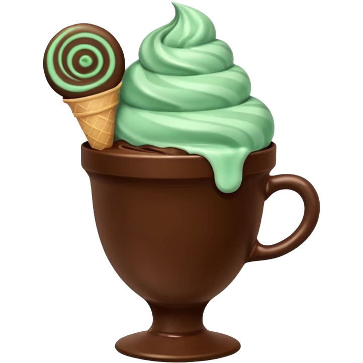 cup mint and chocolate ice cream emoji