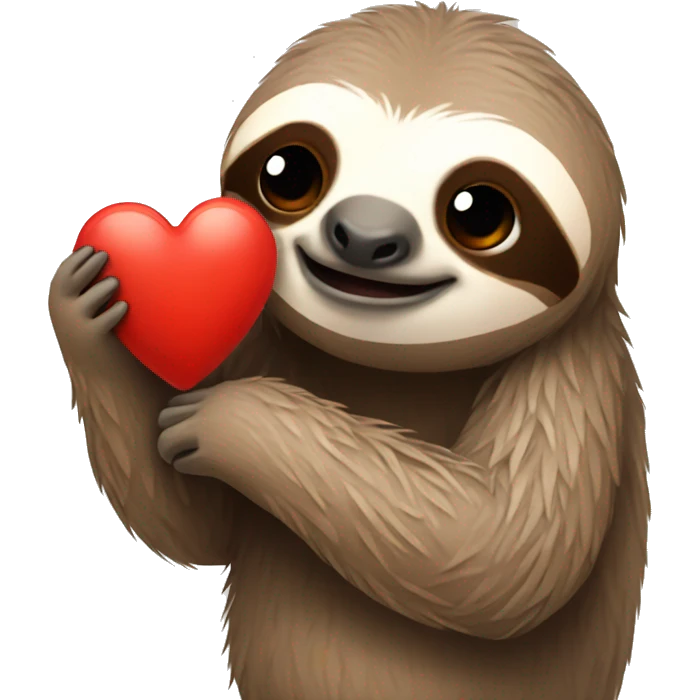 sloth holding heart emoji