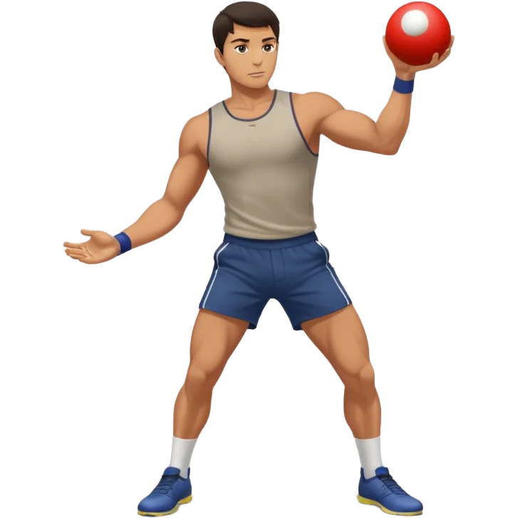 Jeune homme grand et costaud, brun qui joue à la pétanque emoji