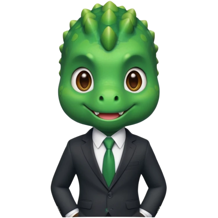 cute dinosaur (like the dinosaur memoji) in business suit emoji