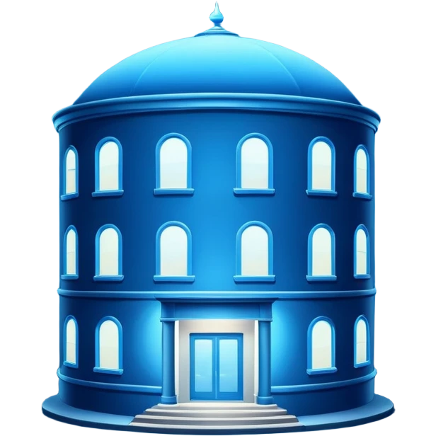 The round blue sign on the night building  emoji