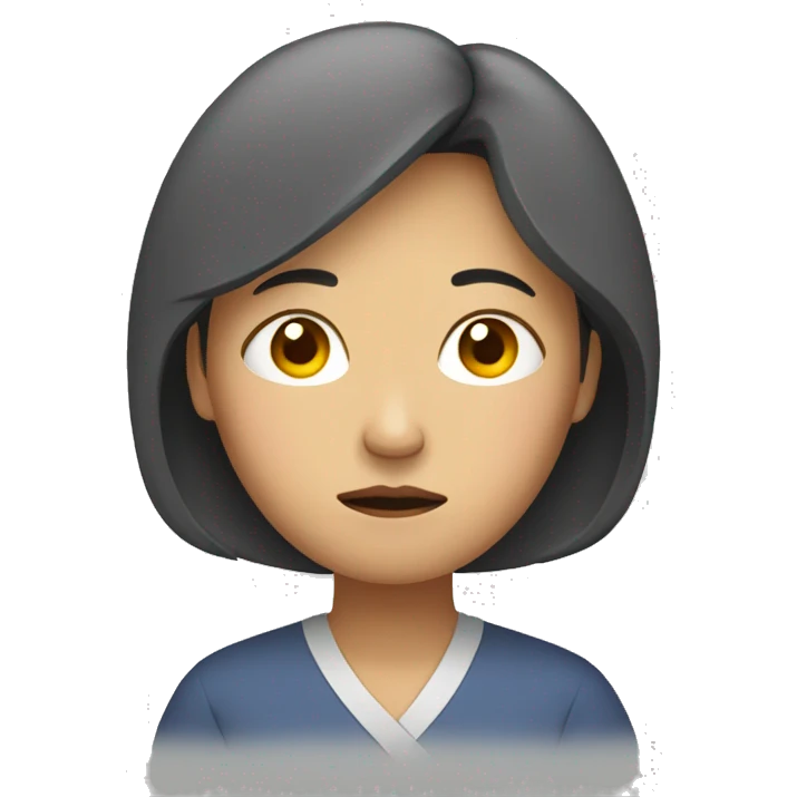 middle aged asian woman sad standing emoji