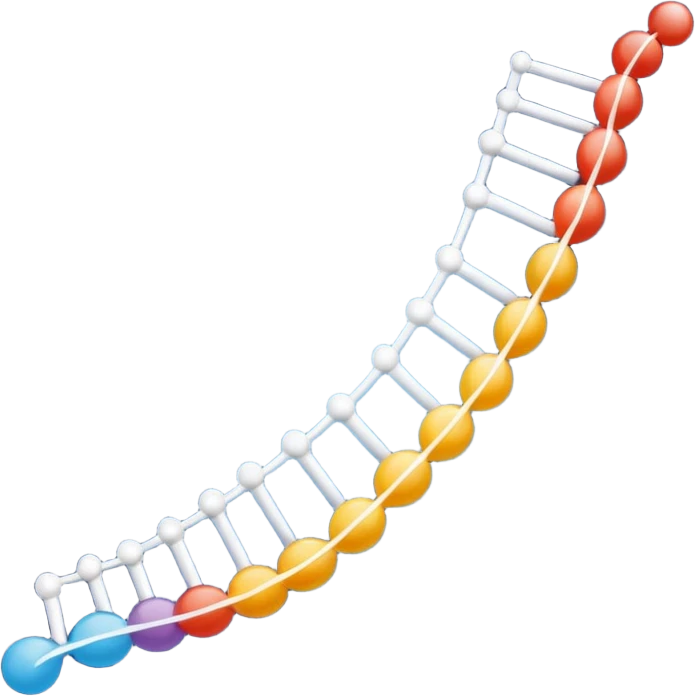 con of a single-stranded mRNA shaped as a half-helix; simple curved ribbon with small ticks for bases; balanced symmetry; flat vector, high contrast, transparent background, no text; suitable for app icon or presentation. emoji