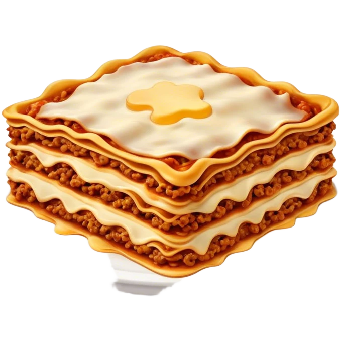 Lasagne alla Bolognese Cinematic Realistic Lasagne alla Bolognese Dish Emoji, depicted as a messy, layered pasta dish overflowing with melted cheese and rich meat sauce, rendered with hearty textures and warm, indulgent lighting. emoji