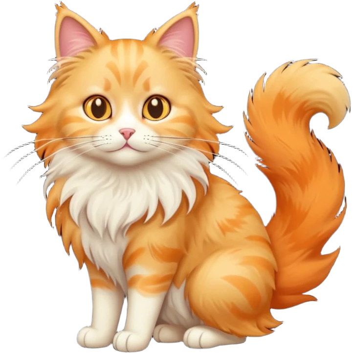 cat with long hair and light orange fur. full body.  emoji