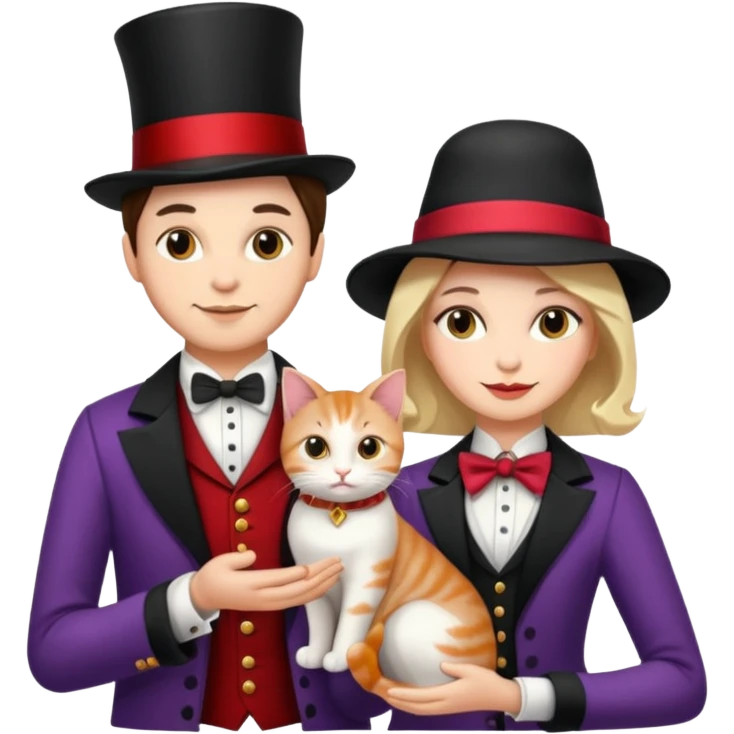 magician couple and their pet cat emoji