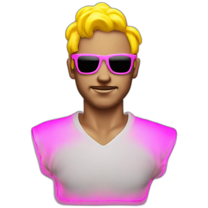 Juicy booty neon sign style man emoji