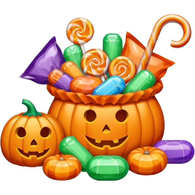 Halloween candies and candy bags emoji