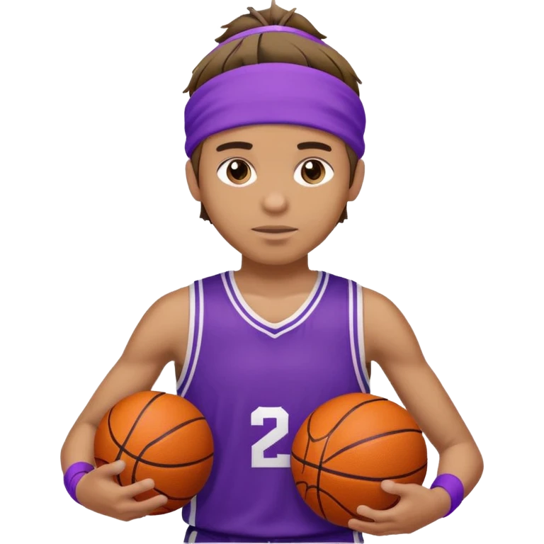 Basketball guy with purple headband, hold ball emoji
