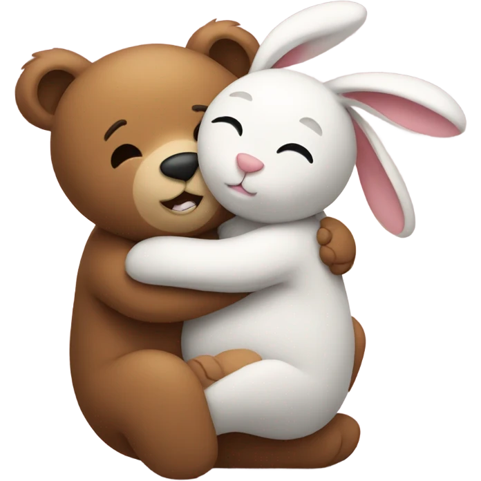 bear and bunny hugging emoji