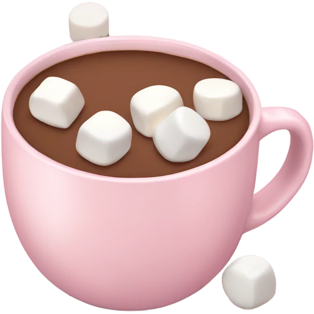 Light Pink mug of hot chocolate with marshmallows  emoji