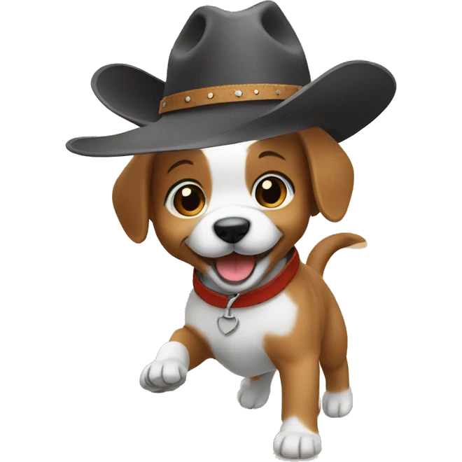 puppy with cowboy hat dancing emoji