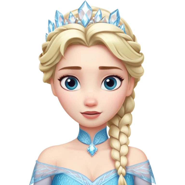 Elsa from Frozen with blonde braid, ice queen, chest up portrait emoji