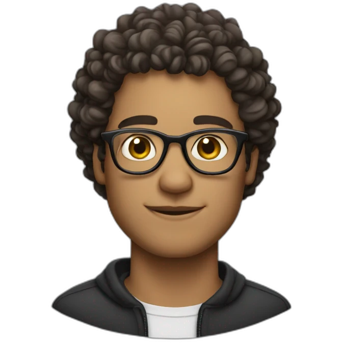 A man with glasses and curly hair and a nice jawline emoji