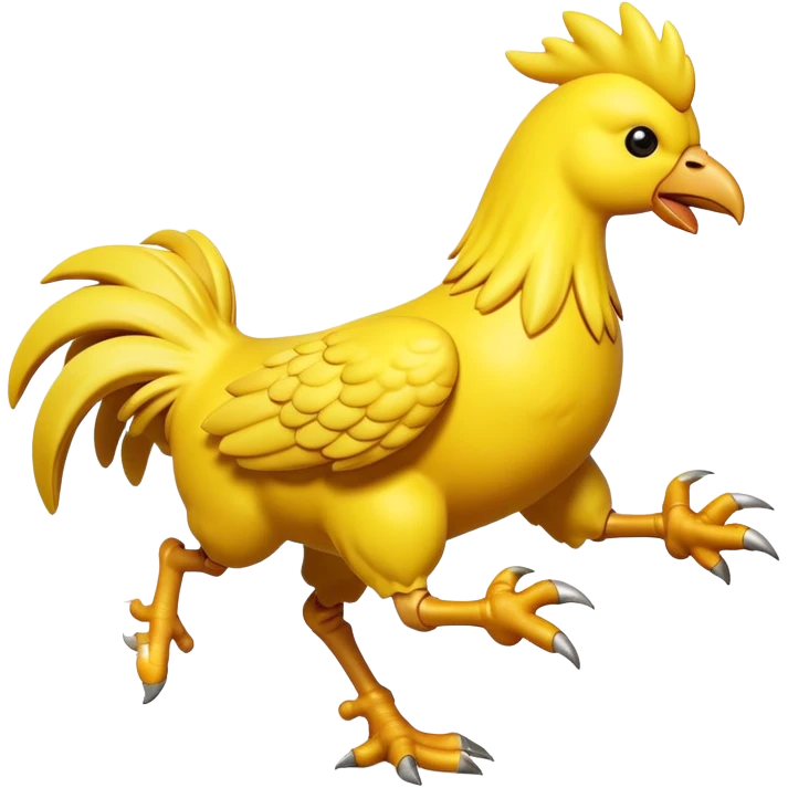 Running chocobo from Final Fantasy, yellow bird in fast motion with legs extended emoji