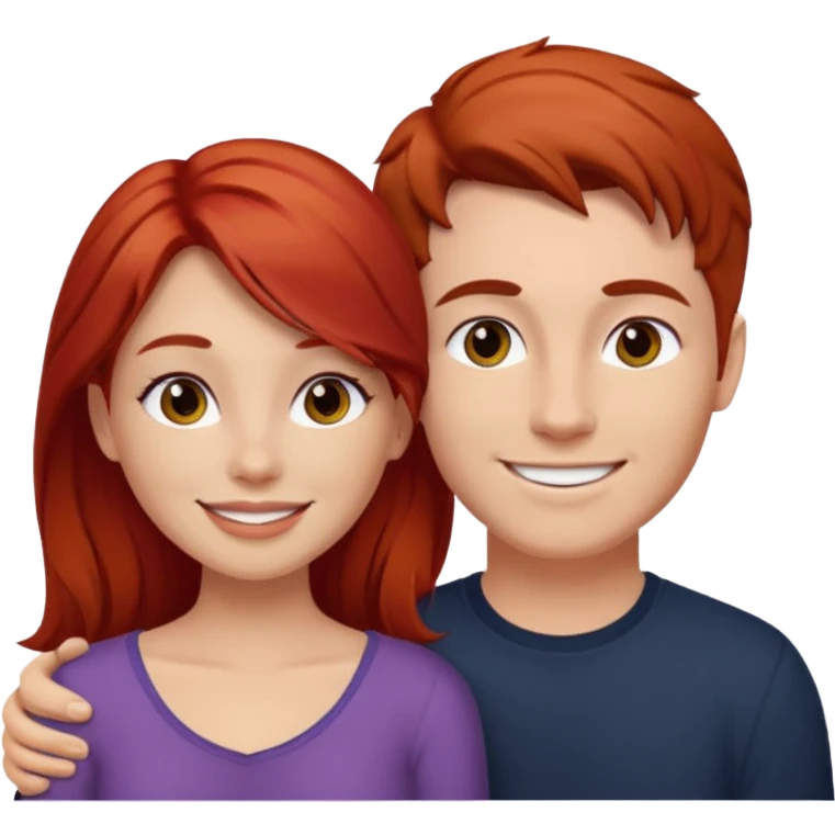 Red haired girl with white guy dark hair  romance emoji