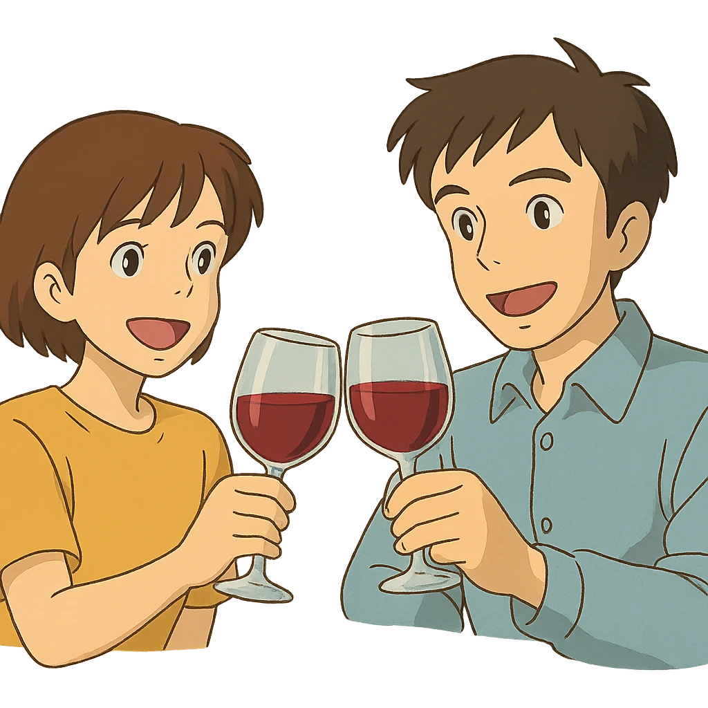 people toasting with wine glasses emoji