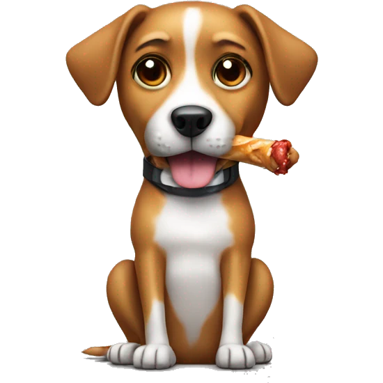 Dog with headset on eating drumstick  emoji