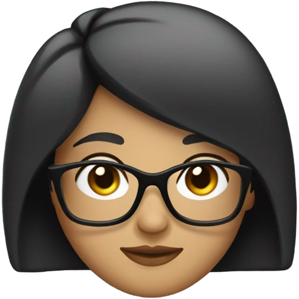 short black hair no bangs with black eyeglass emoji