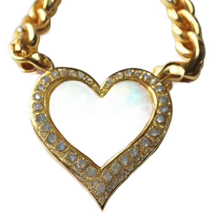 Gold heart chain collar with opal rhinestones emoji