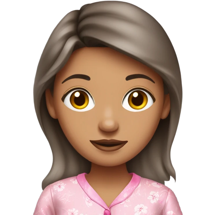 brunette girl with medium skin tone in pink silk pyjamas emoji