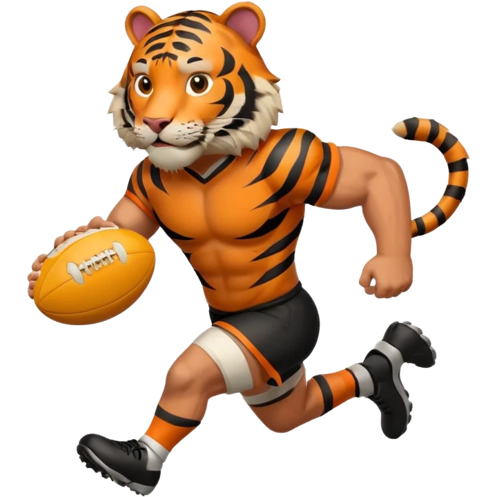 A tiger playing rugby emoji