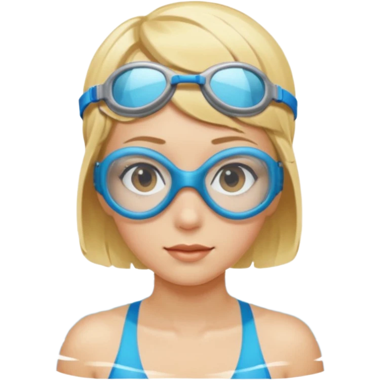 blonde girl with short hair and swim goggles  emoji