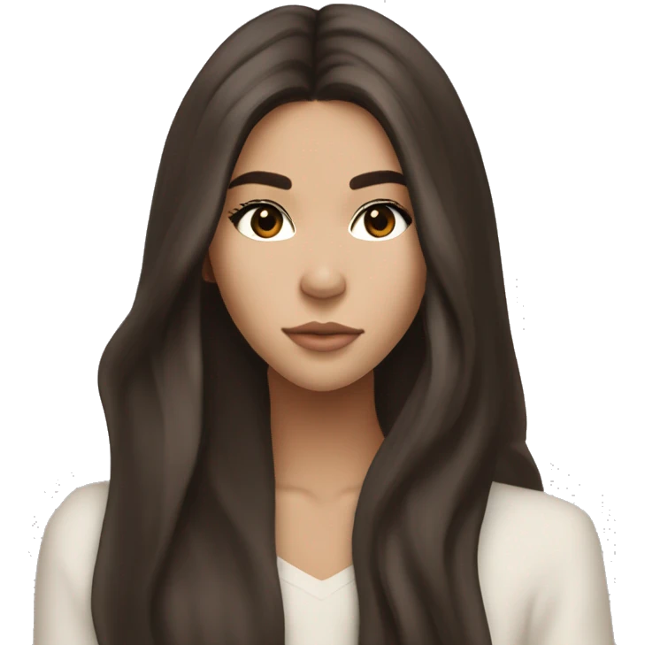 brunette, long haired, brown eyed, madison beer wearing Aritzia emoji
