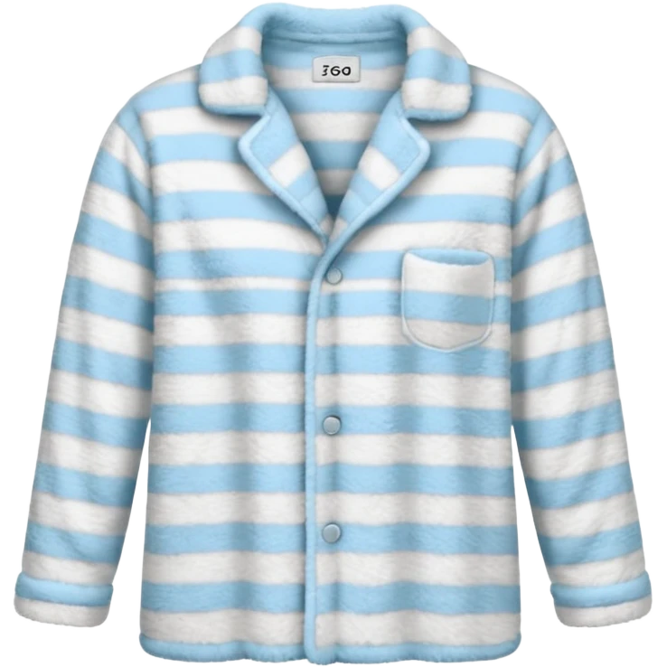 emoji of an isolated fluffy fleece pajama top with soft pastel vertical stripes, plush fuzzy texture, light grey and pastel blue tones, button-down long sleeves, neatly folded flat-lay, no person, no body, no mannequin, cozy warm winter mood, soft shading emoji