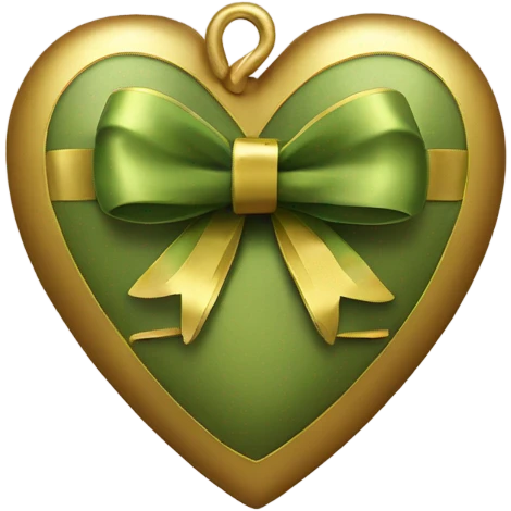 olive heart with gold bow emoji