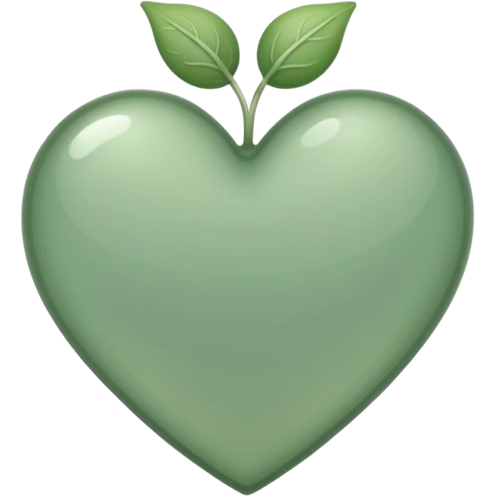 sage green heart with transparent bg without highlights, more thin and narrow emoji