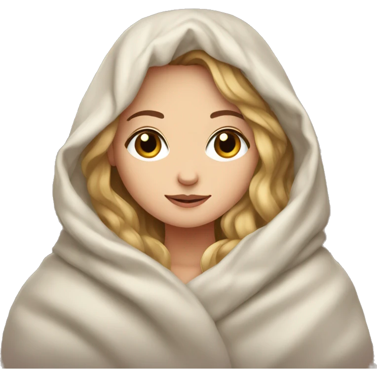 A white girl in a blanket emoji