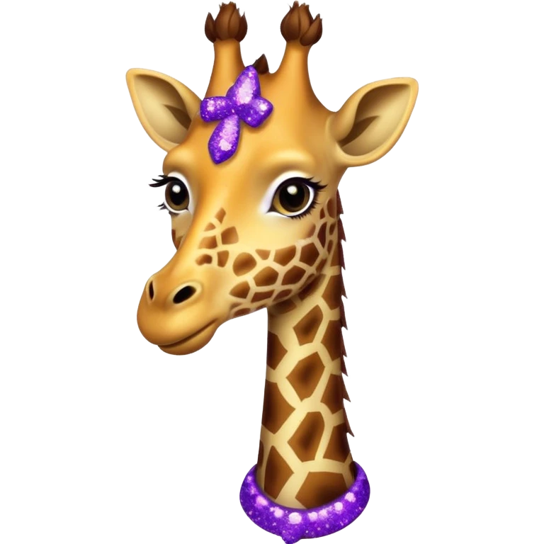 Girafa com colar roxo com glitter emoji
