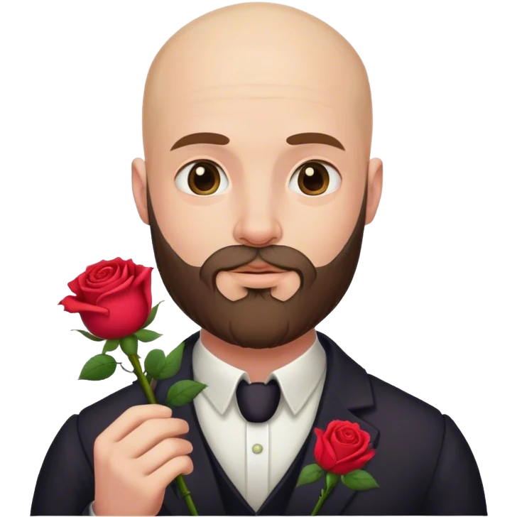 bald man with beard rose  emoji