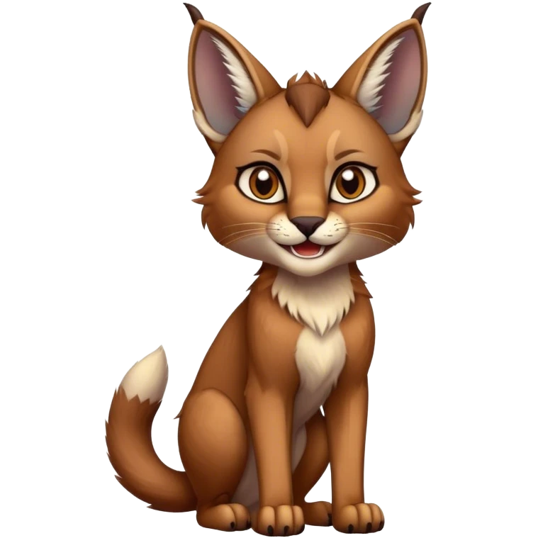 Epic Cute Dark Warm Caracal-Bobcat-Sergal full body emoji