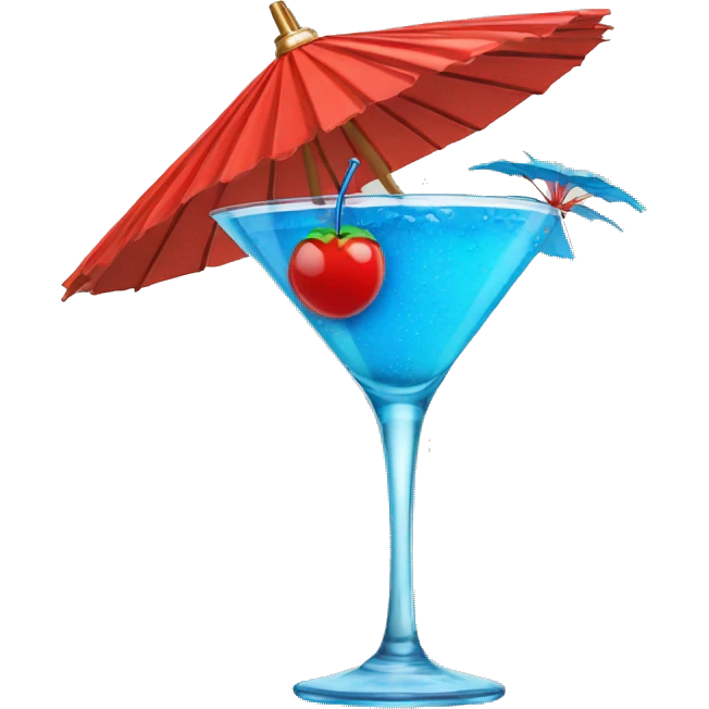 Blue Cocktail with a red parasol on top emoji
