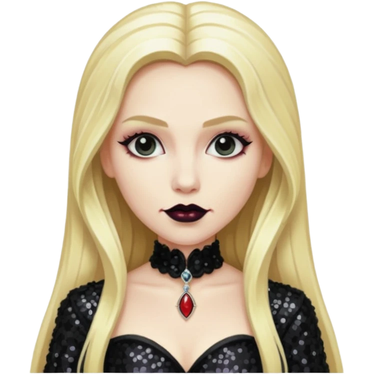 Bride of Dracula with long blonde hair, black sequin outfit emoji