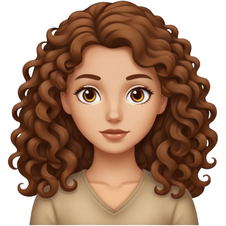 White girl with long 3A brown curls  emoji