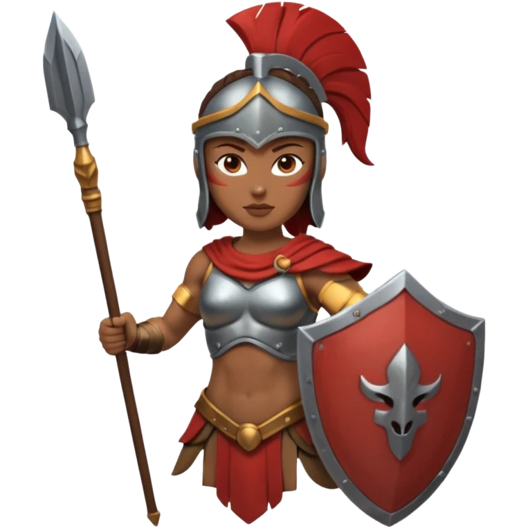 woman spartan warrior holding spear and shield emoji