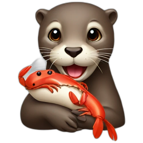 Otter with a red crab  emoji