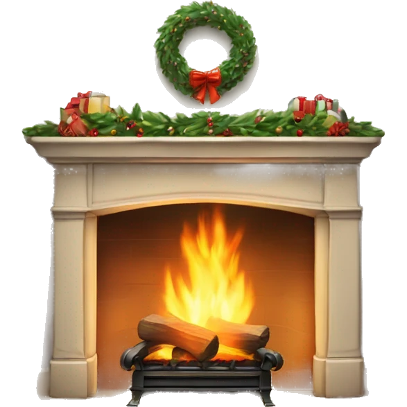 Fireplace decorated￼ for Christmas ￼ emoji