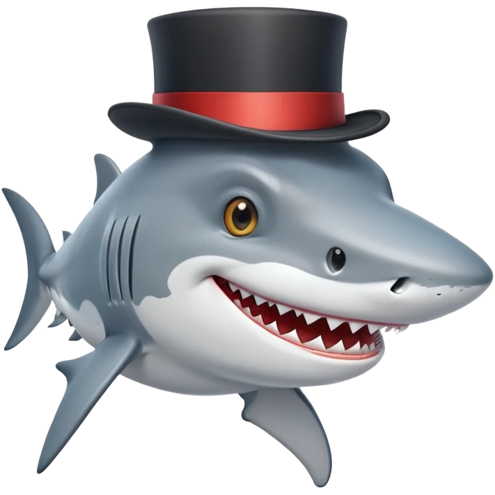 shark wearing a top hat emoji