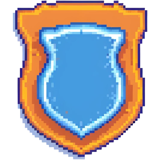 simple blue magical code shield with aura emoji