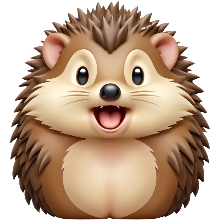 Cinematic Cute Yawning Hedgehog Portrait Emoji, Head tilted slightly with a dramatic, wide-open yawn, showcasing a soft, downy brown Fur with tiny, droopy ears and eyes barely open in drowsy contentment, Simplified yet irresistibly adorable features, highly detailed, glowing with a soft, cozy glow, high shine, relaxed yet expressive, stylized with a touch of natural whimsy, bright and endearing, soft glowing outline, capturing the essence of a sleepy yet affectionate hedgehog, so drowsy it feels like it could curl up out of the screen for a nap! emoji