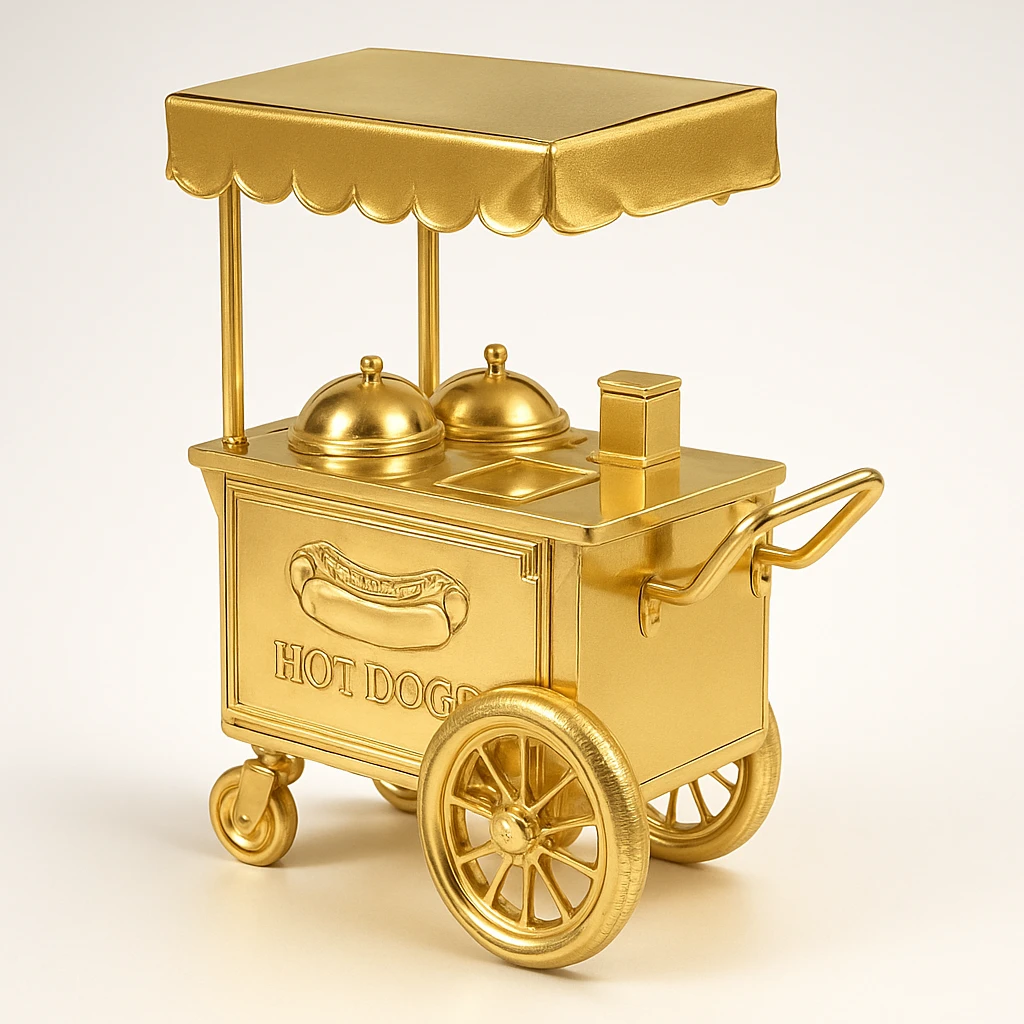 hotdog seller in New York with cart emoji
