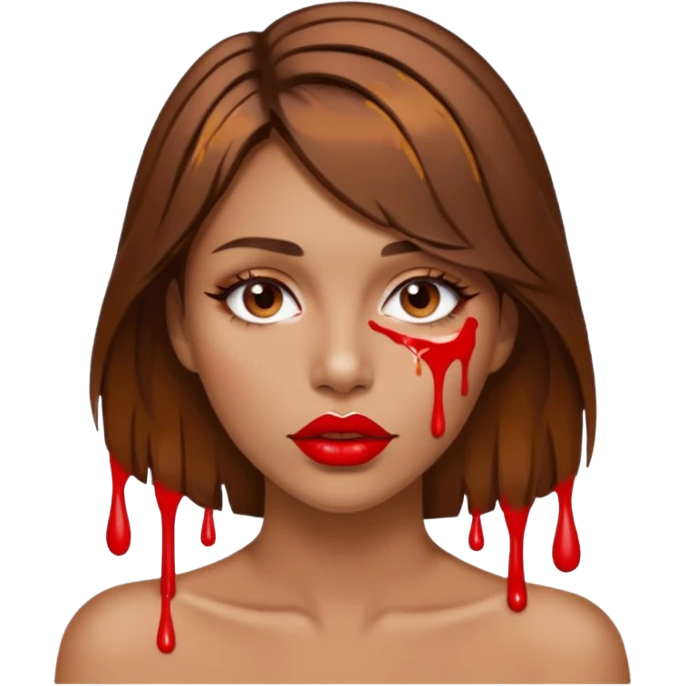 Brown Hair, Woman, white paint drip, face, hot, Sexy, lips emoji
