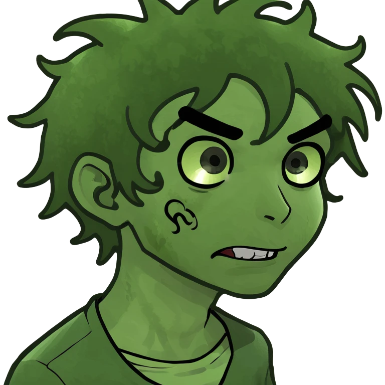 boy zombie with curly black hair emo emoji