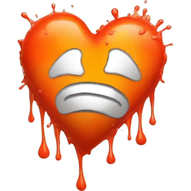 splattered paint heart glowing red-orange warmth emoji