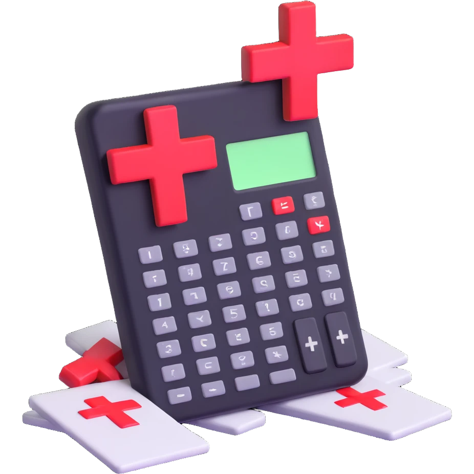 broken calculator with a big red cross emoji
